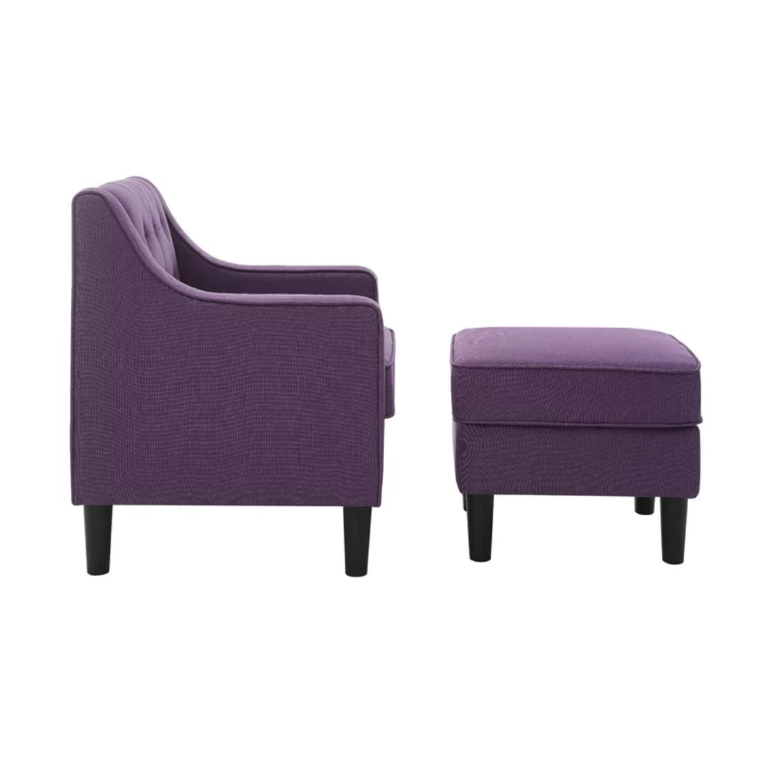 Purple Color Tufted Comfy Lounge Chair with Footrest