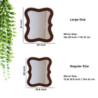 Rectangular Wavy Shaped Wooden Wall Mirror