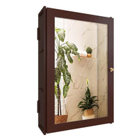Rectangular Wooden Bathroom Cabinet Mirror with 3 Spacious Shelves with Solid Brown Finish