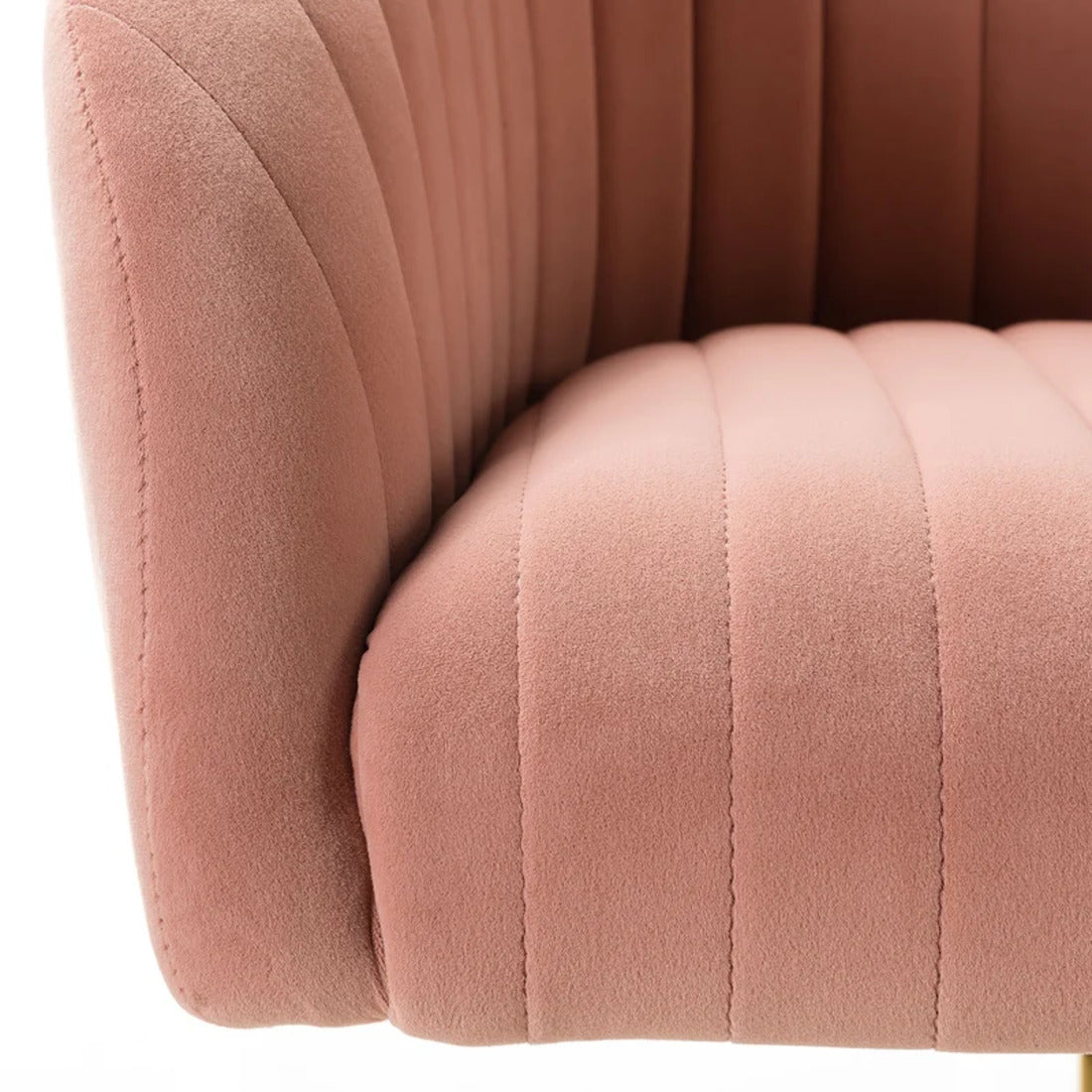 Refined Baby Pink Tufted Velvet Comfy Armchair with Golden Legs