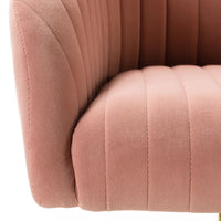 Refined Baby Pink Tufted Velvet Comfy Armchair with Golden Legs
