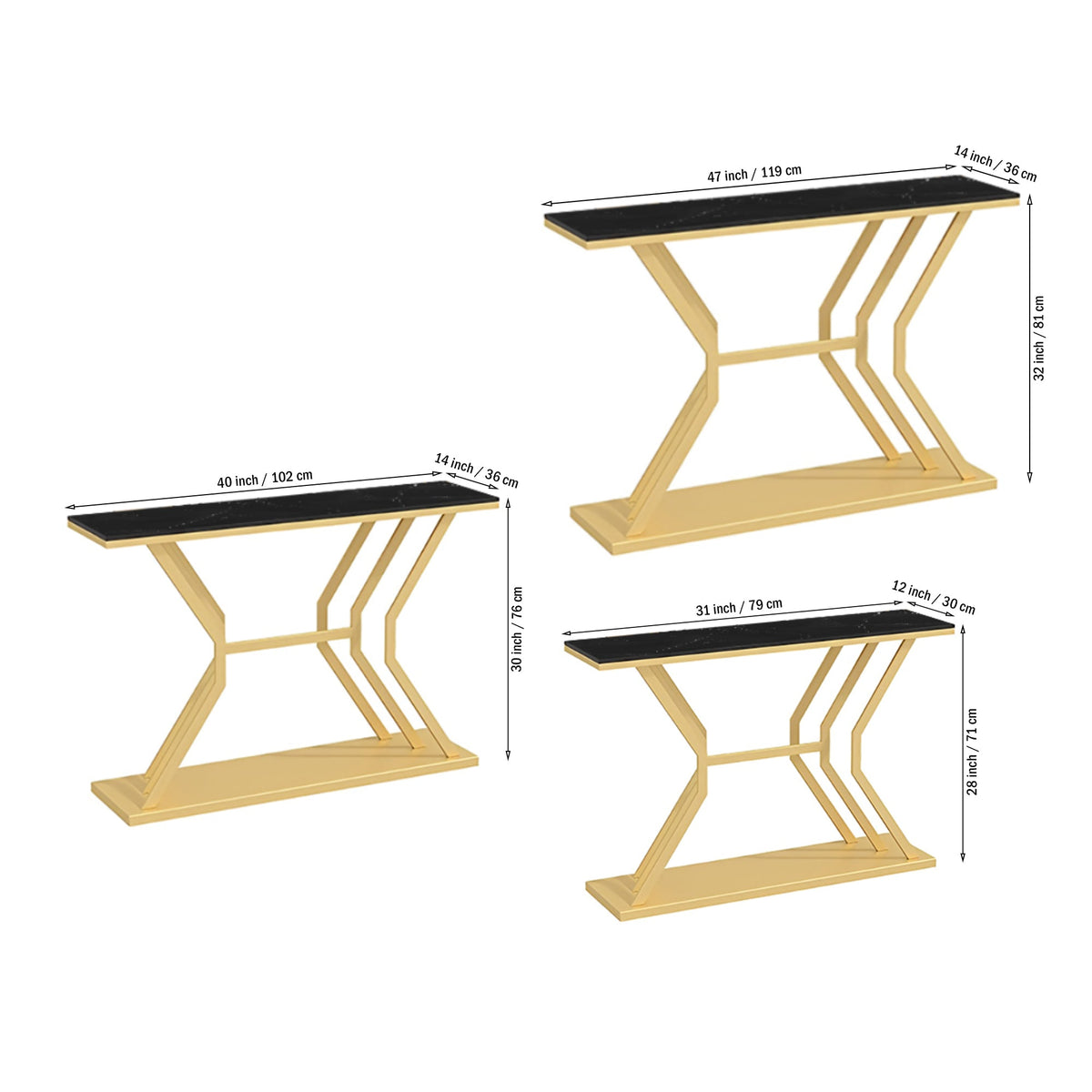 Refined Luxury Black Marble Hallway Console Table