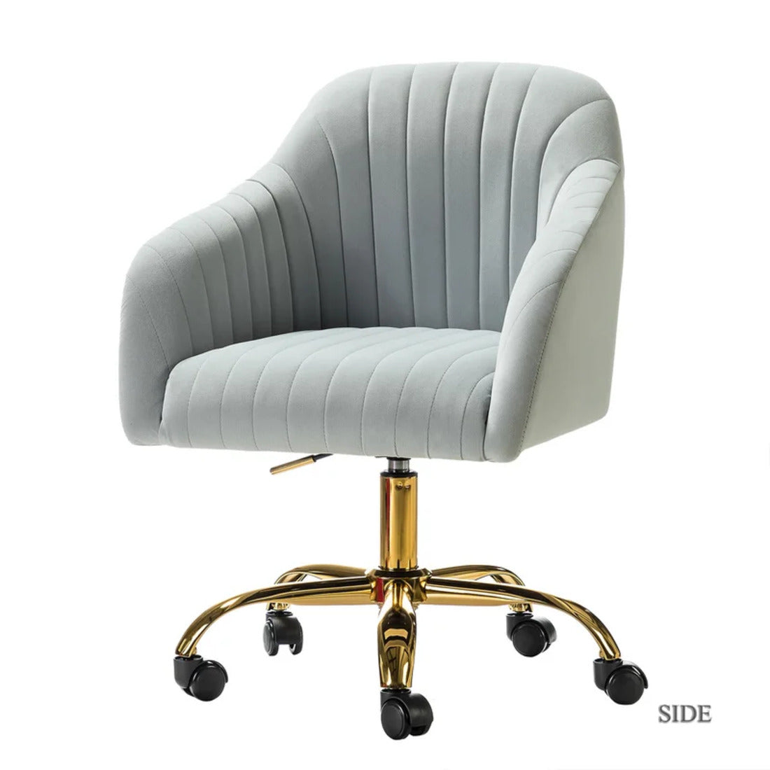Refined White Tufted Velvet Comfy Armchair with Golden Legs