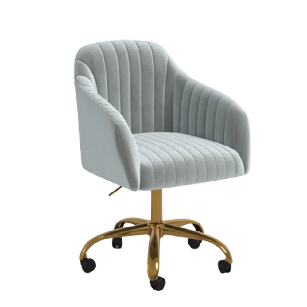 Refined White Tufted Velvet Comfy Armchair with Golden Legs