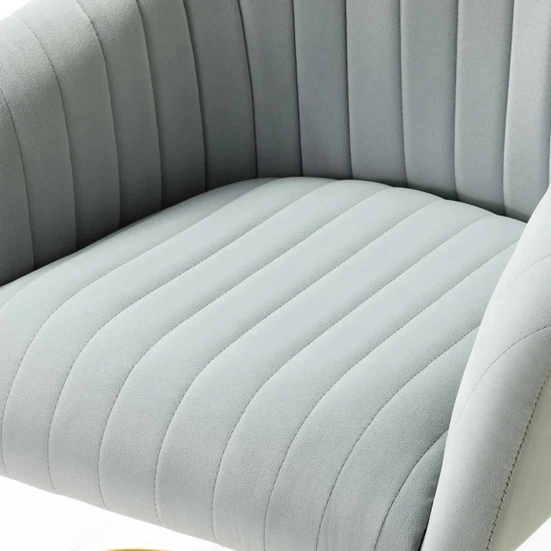 Refined White Tufted Velvet Comfy Armchair with Golden Legs