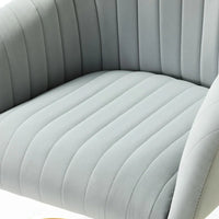 Refined White Tufted Velvet Comfy Armchair with Golden Legs
