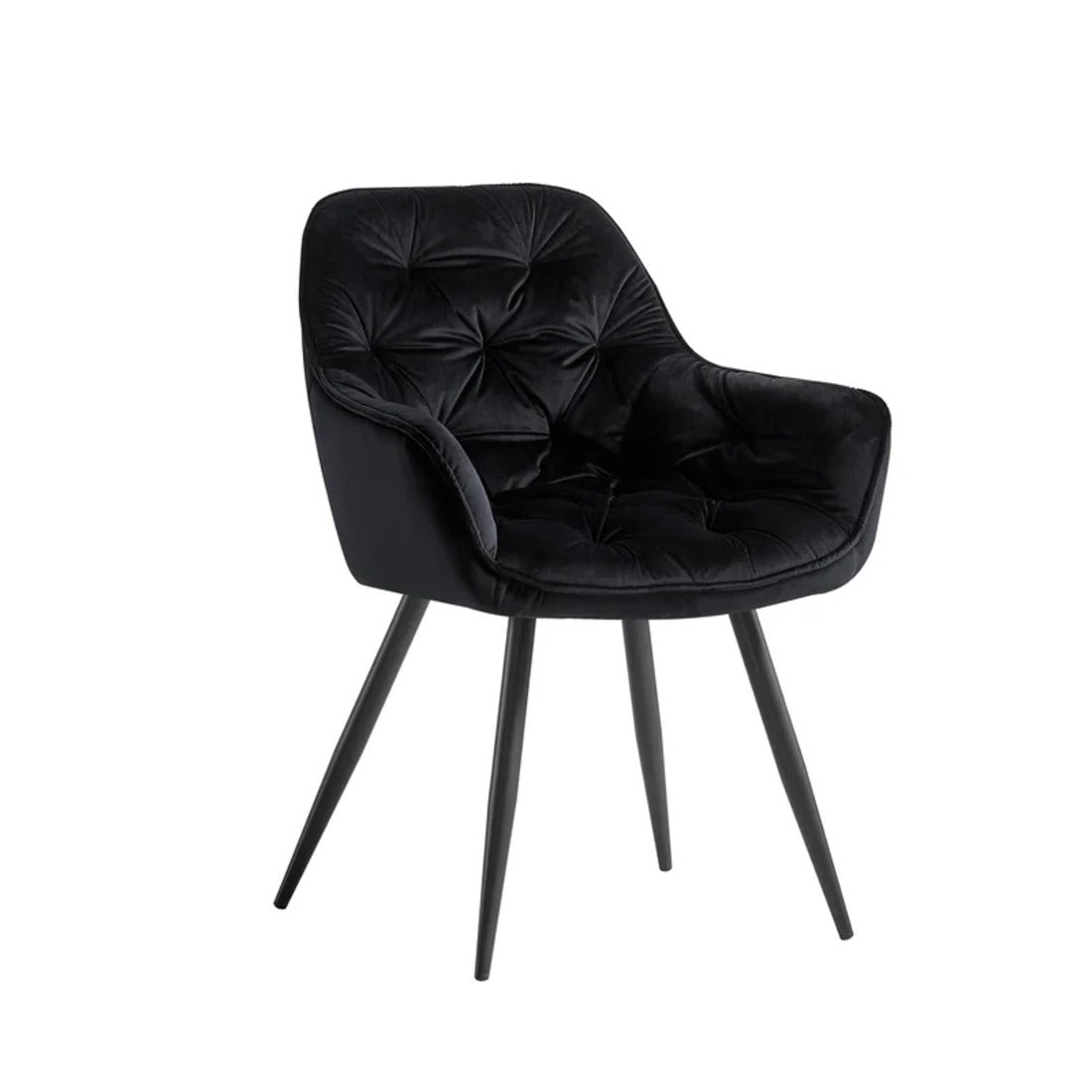 Rich Black Comfy Premium Padded Velvet Accent Chair