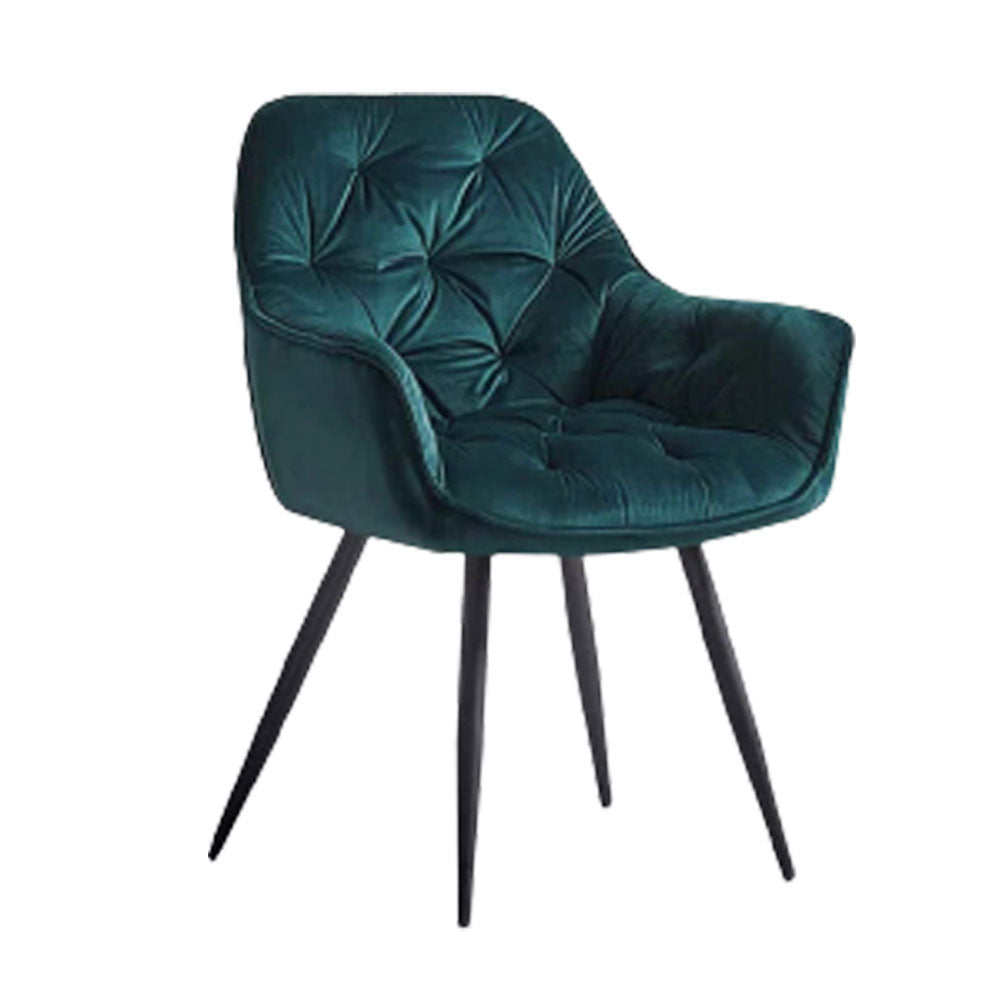 Rich Emerald Color Comfy Padded Tufted Velvet Accent Chair