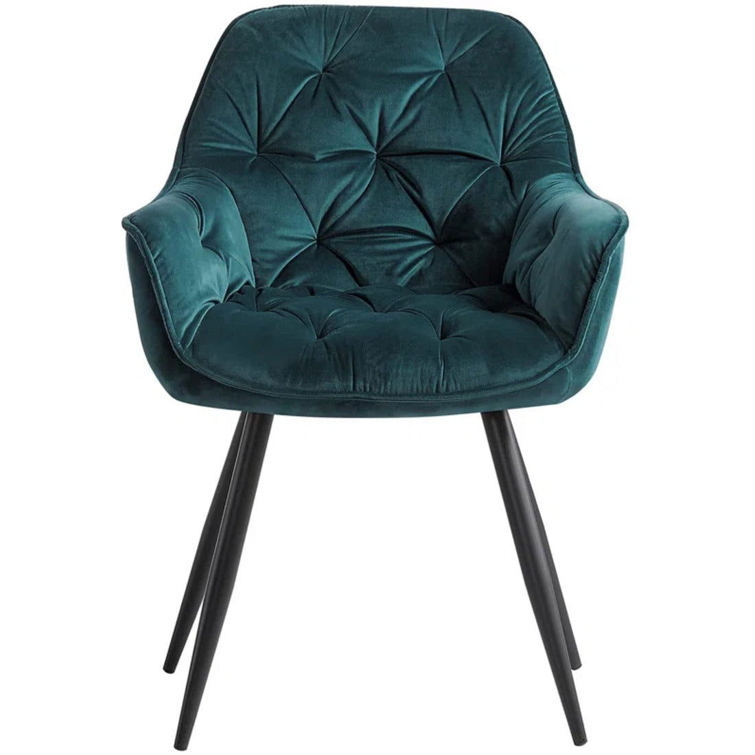 Rich Emerald Color Comfy Padded Tufted Velvet Accent Chair
