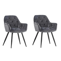 Rich Grey Color Comfy Padded Tufted Velvet Lounge Chair