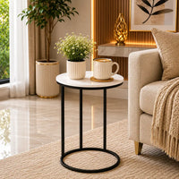 Round White Marble Designer Side Table