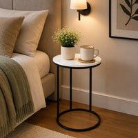 Round White Marble Designer Side Table