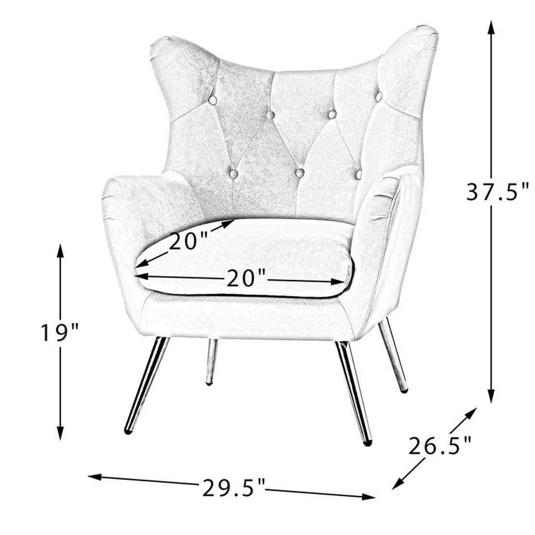 Royal Black Comfortable Tufted Velvet Sofa Lounge Chair