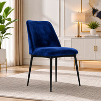 Royal Blue Color Velvet & Iron Dining Chair