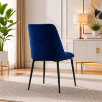 Royal Blue Color Velvet & Iron Dining Chair