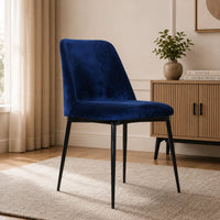 Royal Blue Color Velvet & Iron Dining Chair