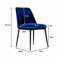Royal Blue Color Velvet & Iron Dining Chair
