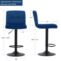 Royal Blue Luxurious Feel Velvet Counter Bar Chair / Long Chair