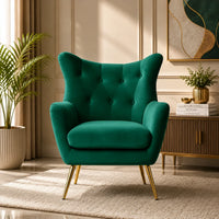 Royal Green Comfortable Tufted Velvet Sofa Lounge Chair