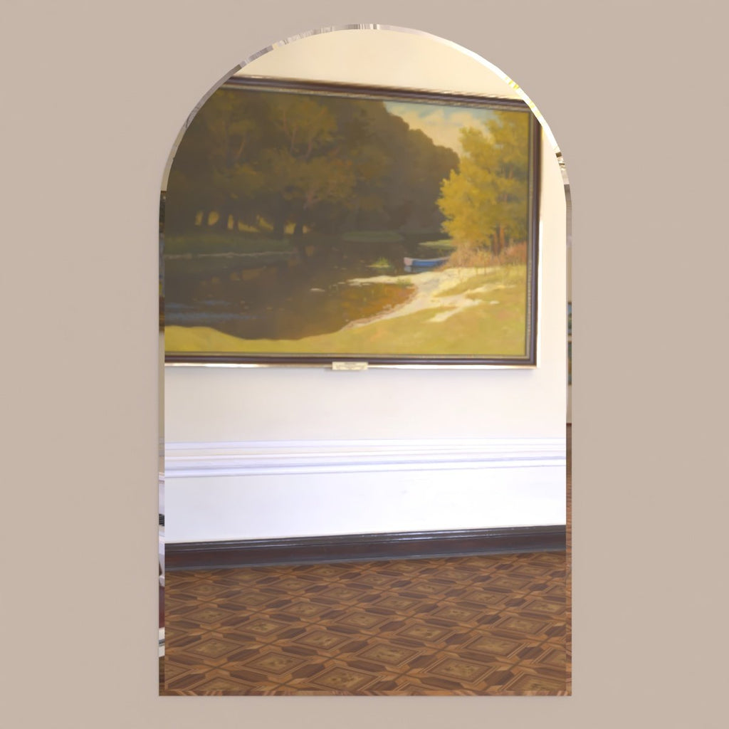 Scandinavian Frameless Arched Shaped Beveled Bathroom Mirror