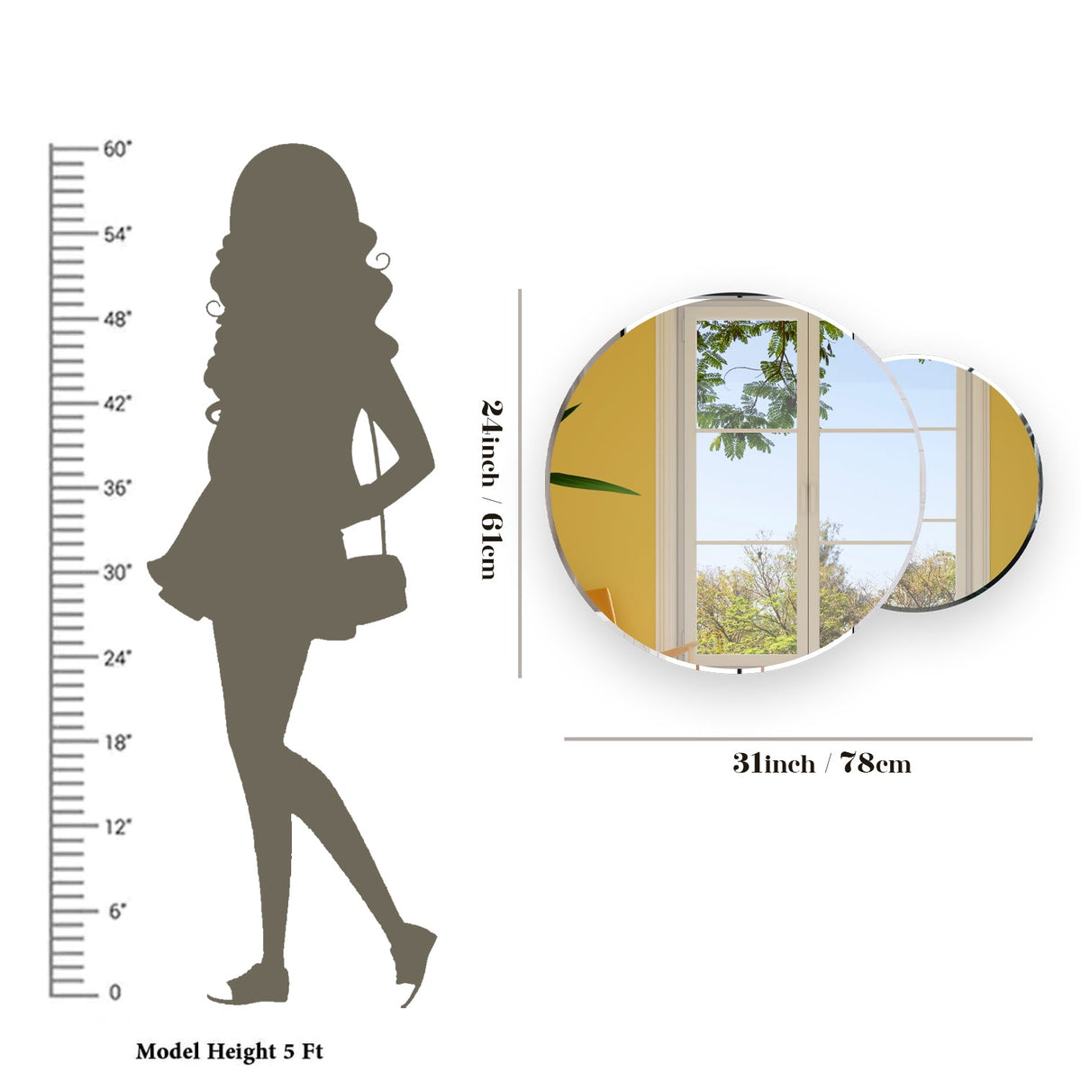 Scandinavian Frameless Beveled Circular Premium Bathroom Mirror