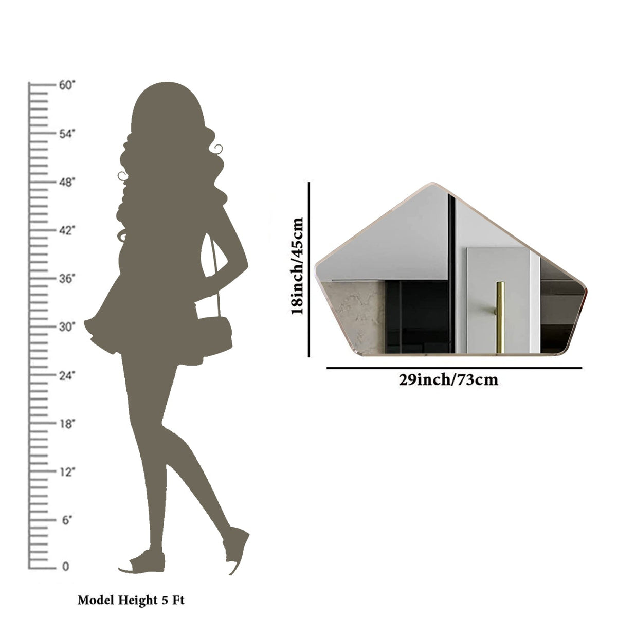 Scandinavian Frameless Beveled Geometrical Shaped Mirror