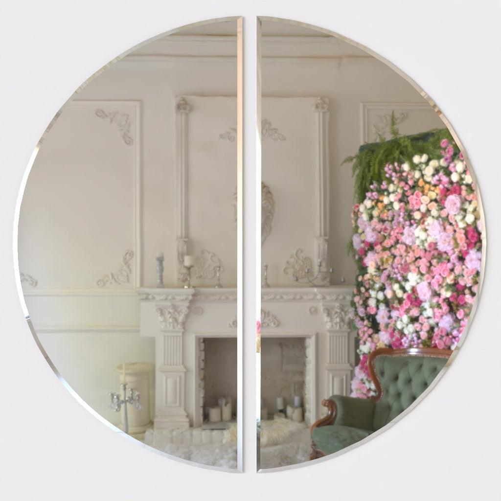 Scandinavian Frameless Beveled Modern Semi Circle Bathroom Mirror