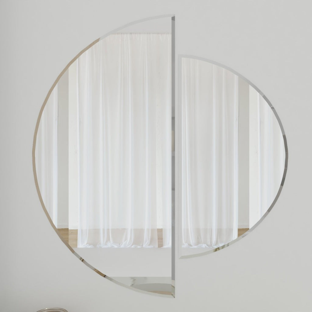 Scandinavian Frameless Beveled Semi Circle Mirror