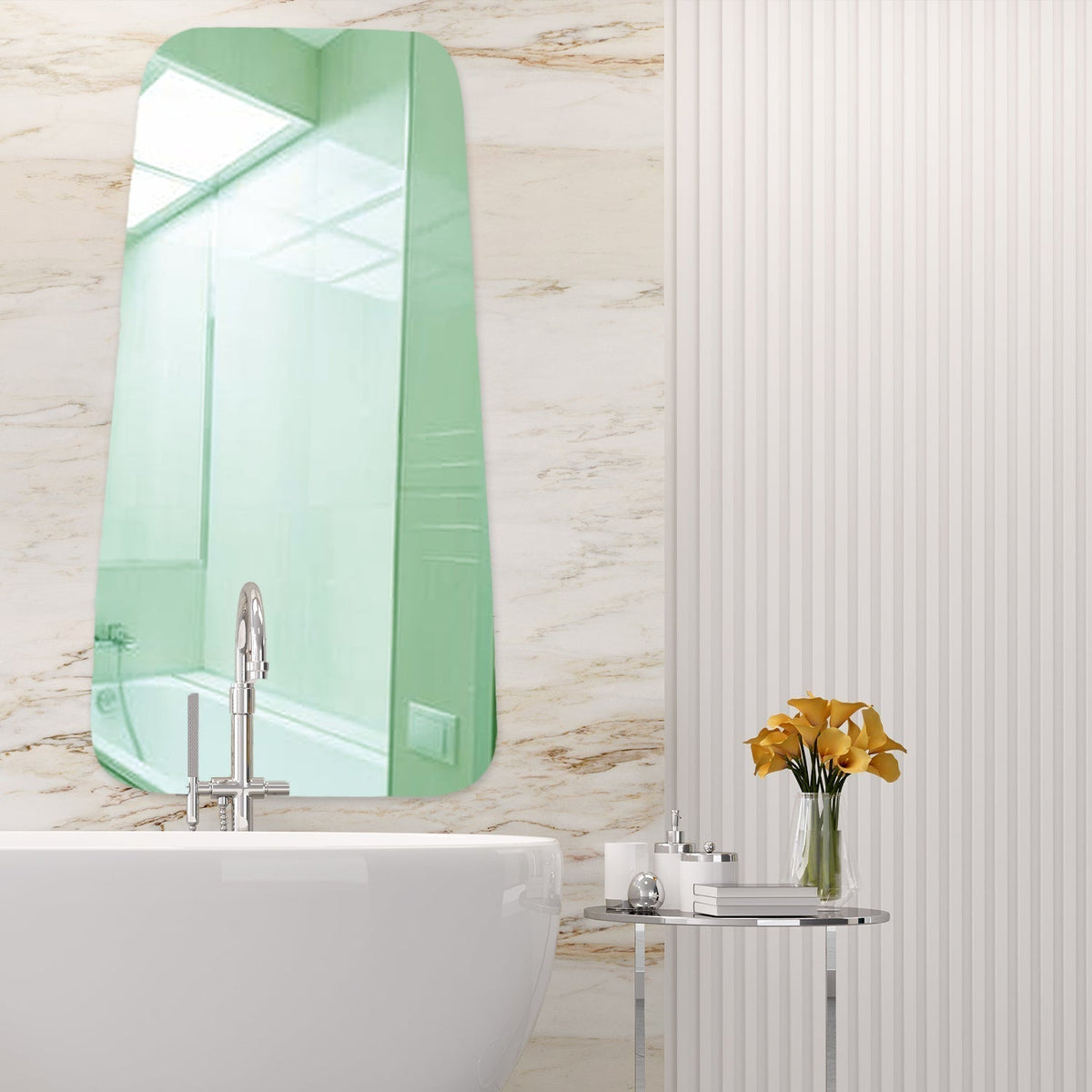 Scandinavian Frameless Beveled Tapered Shape Mirror