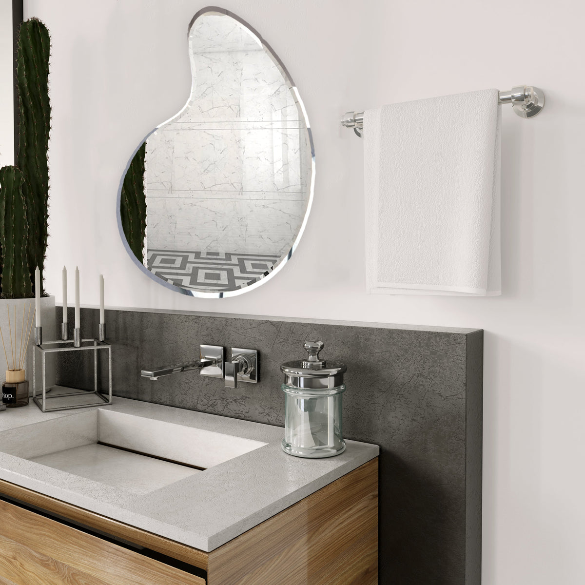 Scandinavian Frameless Water Drop Shaped Mirror