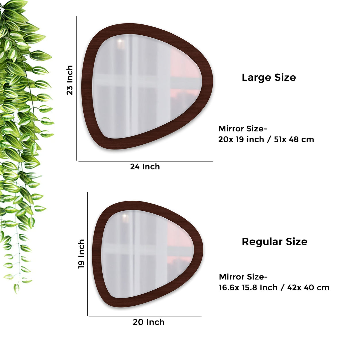 Scandinavian Pebble Shape Wooden Wall Mirror