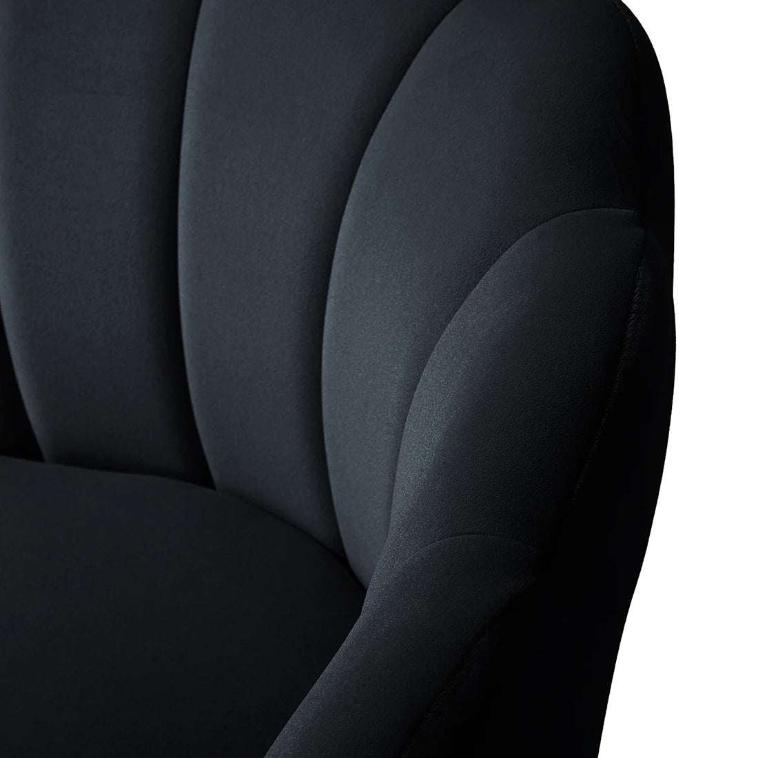 Shell Motif Luxury Design Black Velvet Accent Chair