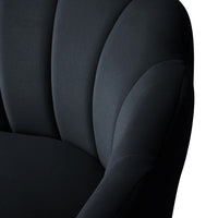 Shell Motif Luxury Design Black Velvet Accent Chair