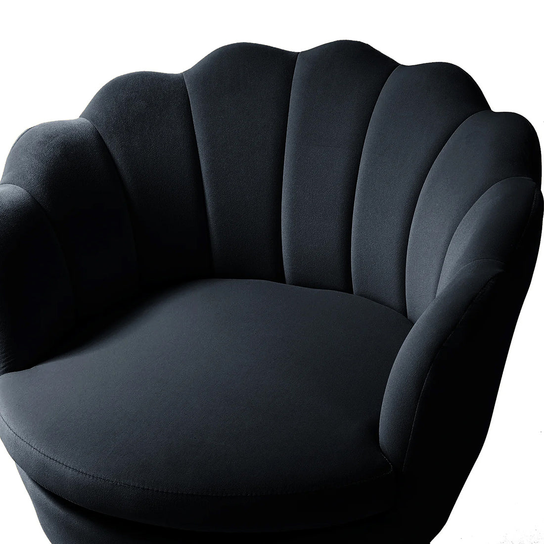 Shell Motif Luxury Design Black Velvet Accent Chair