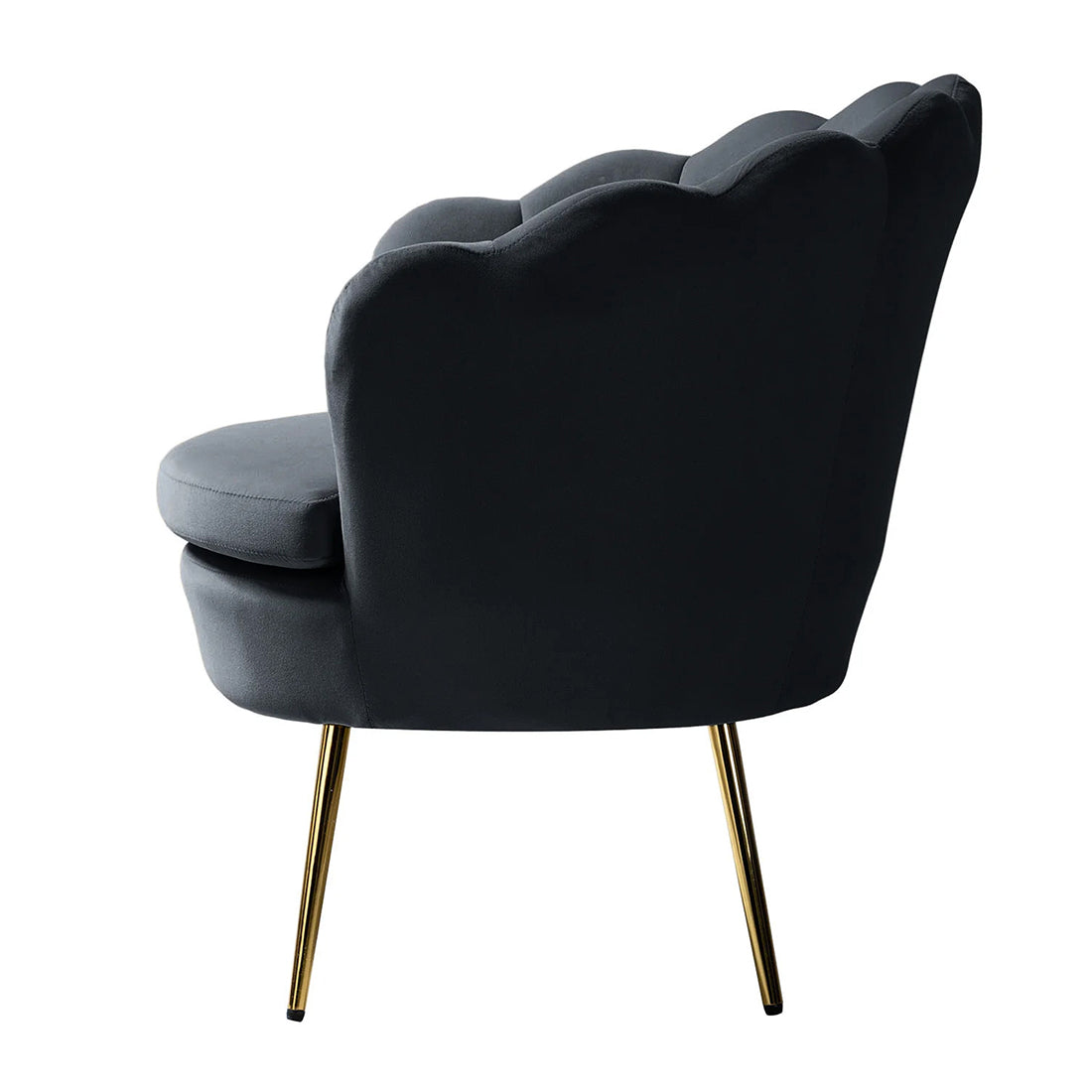 Shell Motif Luxury Design Black Velvet Accent Chair