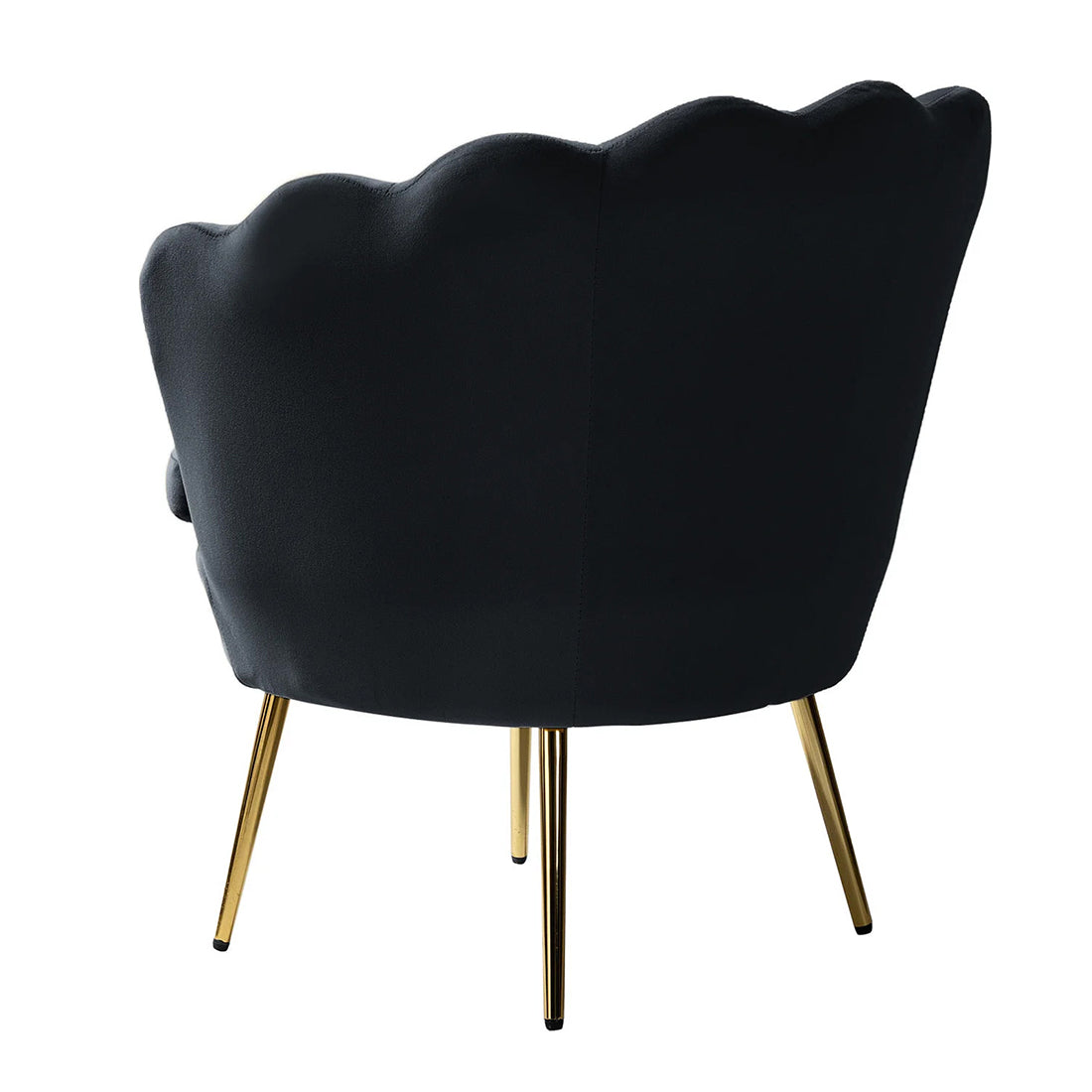 Shell Motif Luxury Design Black Velvet Accent Chair