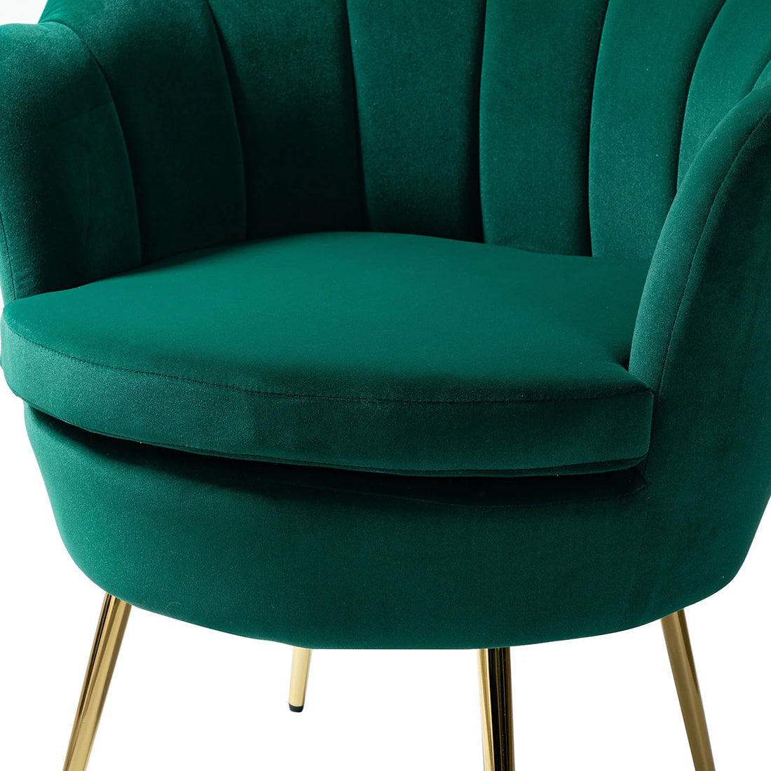 Shell Motif Luxury Design Green Velvet Accent Chair