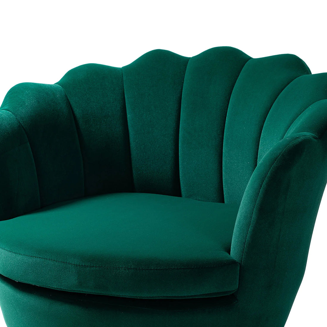 Shell Motif Luxury Design Green Velvet Accent Chair