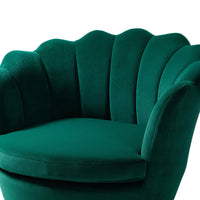 Shell Motif Luxury Design Green Velvet Accent Chair