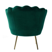 Shell Motif Luxury Design Green Velvet Accent Chair