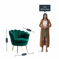 Shell Motif Luxury Design Green Velvet Accent Chair