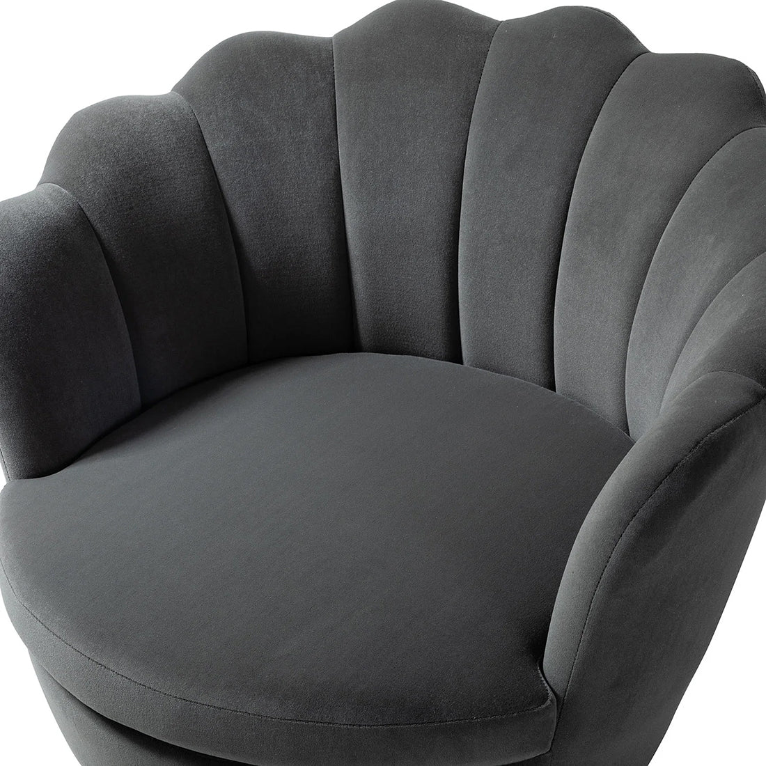 Shell Motif Luxury Design Grey Velvet Accent Chair