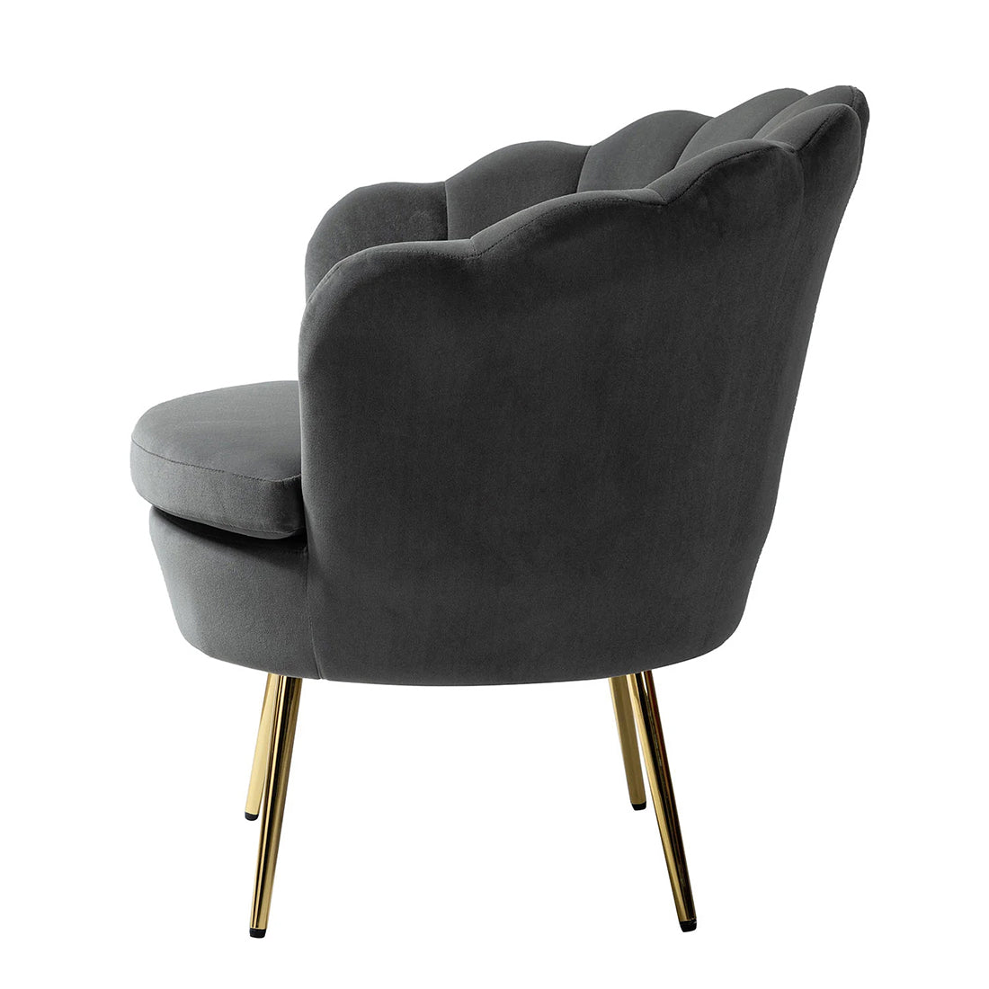 Shell Motif Luxury Design Grey Velvet Accent Chair
