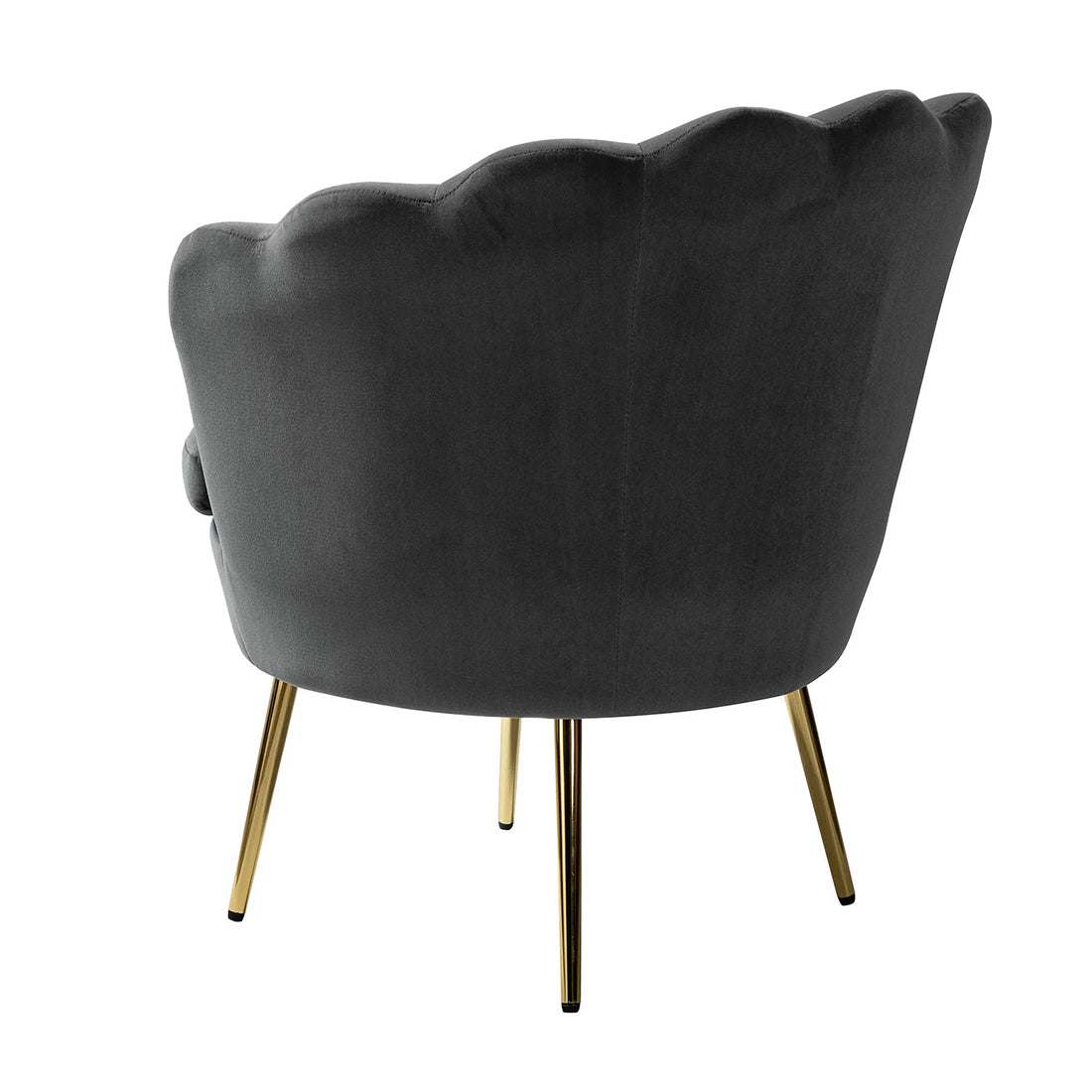 Shell Motif Luxury Design Grey Velvet Accent Chair