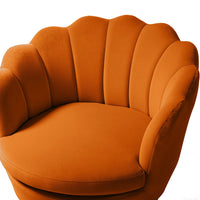 Shell Motif Luxury Design Mustard Velvet Lounge Chair