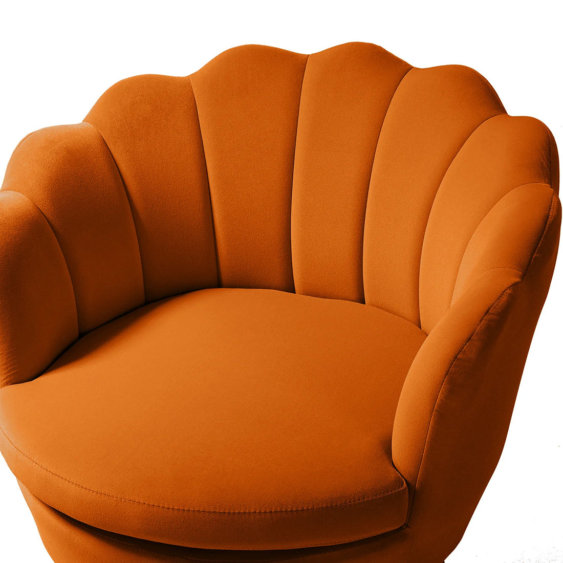 Shell Motif Luxury Design Mustard Velvet Lounge Chair