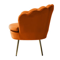 Shell Motif Luxury Design Mustard Velvet Lounge Chair