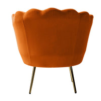 Shell Motif Luxury Design Mustard Velvet Lounge Chair