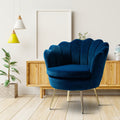 Shell Motif Luxury Sky Blue Velvet Accent Chair
