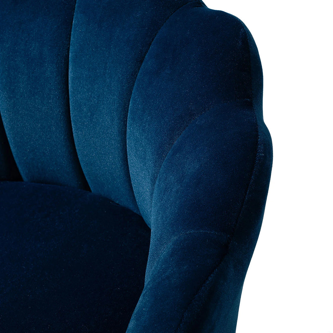 Shell Motif Luxury Style Blue Velvet Accent Chair